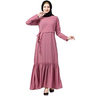 Designer Frilled abaya- Puce Pink Designer Frilled abaya- Puce Pink